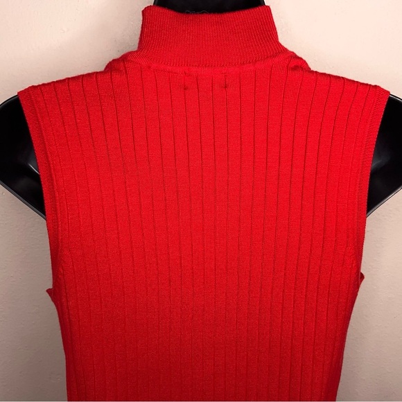 Vintage White Stag Large Red Ribbed Knit Top Classic Retro Turtleneck - Picture 5 of 13